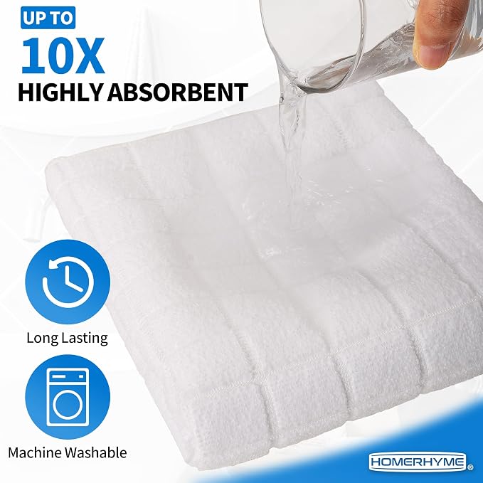 Hand Towels, 12 Pack 25''*15'' White Microfiber Kitchen Bathroom Hand Towels - Image 3