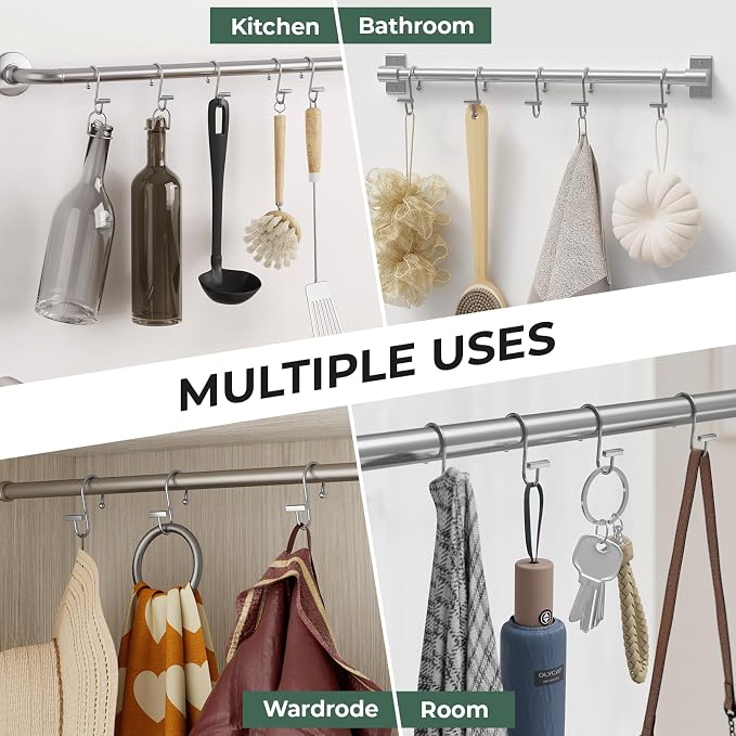 Bathway Shower Curtain Hooks, Chrome Shower Curtain Rings Rust Proof, T-Bar - Image 7