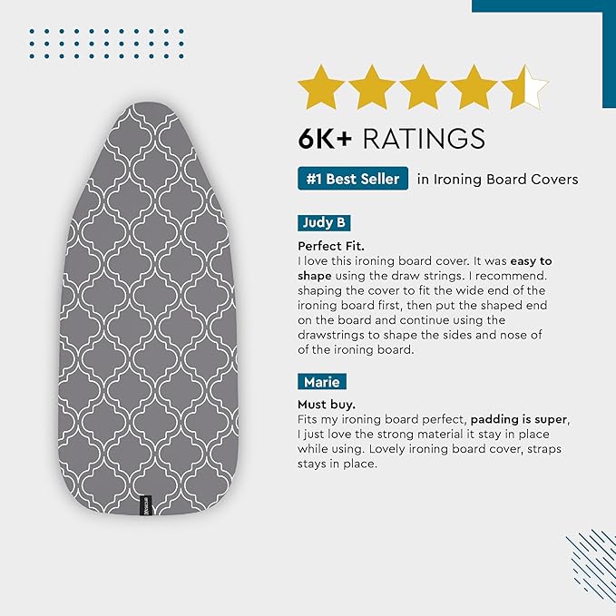Encasa XO Ironing Board Cover and Pad, Thick Felt 49"x18" - Image 5