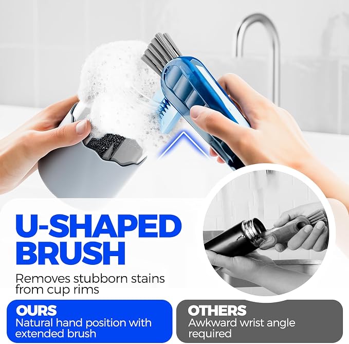 Holikme 6 Pack 4 in 1 Cup Lid Cleaning Brush 3 Straws Bottle Brush, Silicone - Image 2