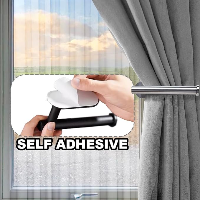 2 Pack Adhesive Curtain Holdbacks, No Drill Metal Curtain Tie Backs Holders - Image 2
