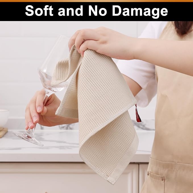Homaxy 100% Cotton Waffle Weave Dish Cloths, 12 Pack - Image 4