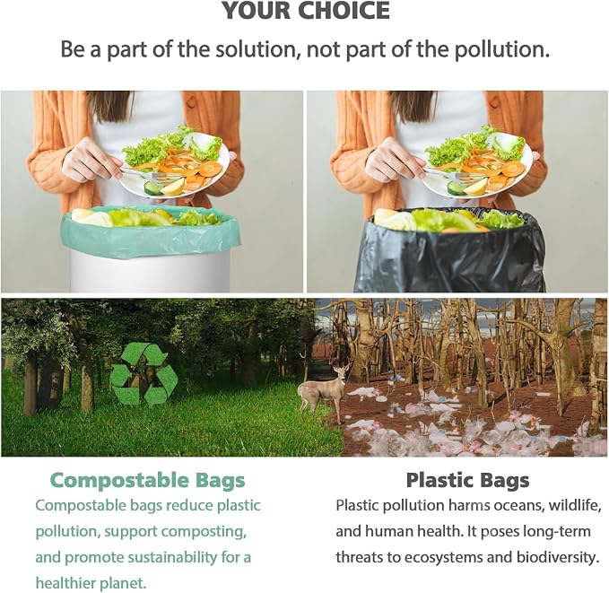 Compostable Trash Bags，AYOTEE 13-15 Gallon Tall Kitchen Garbage Bags | Heavy - Image 4