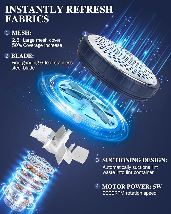 BEAUTURAL Fabric Shaver and Lint Remover, Portable Sweater Defuzzer | AC - Image 2