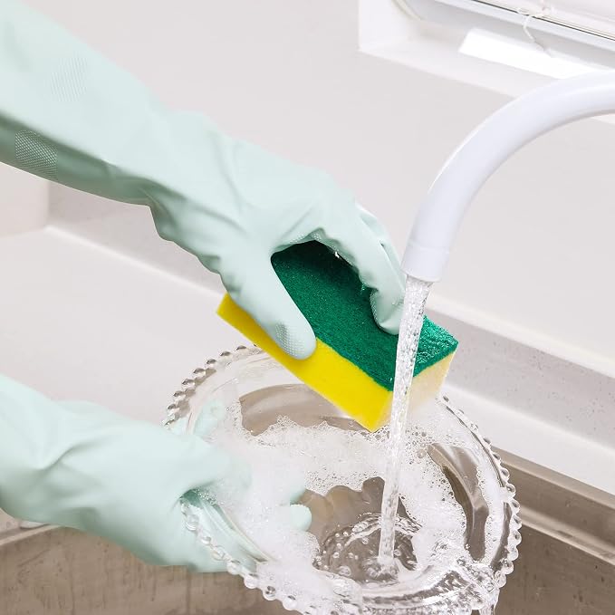 COOLJOB Medium Reusable Rubber Dishwashing Cleaning Gloves - Image 4