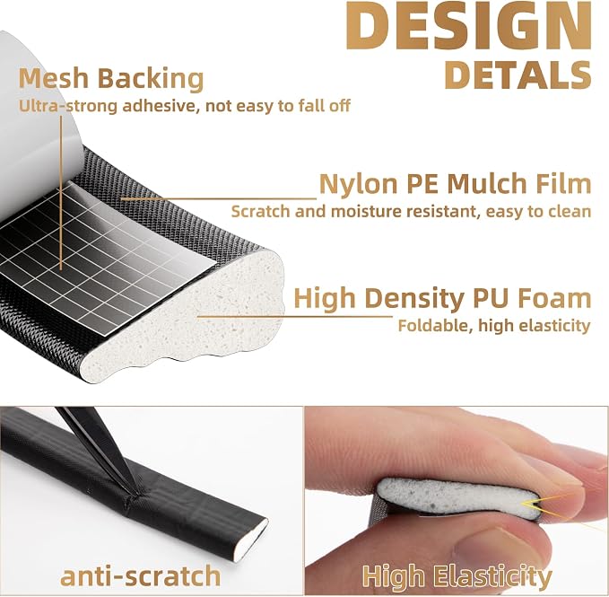Kneelisa 2Pcs×196” Wedge-Shape Foam Window Weather Stripping Door Seal | - Image 3