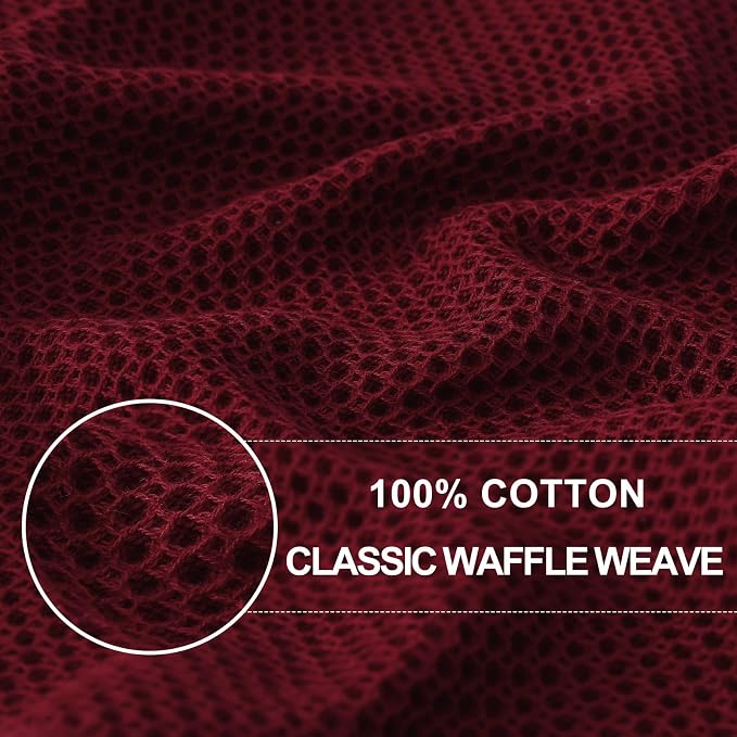 Homaxy 100% Cotton Waffle Weave Kitchen Dish Towels 4-Pack, Burgundy | 13 x 28 - Image 2