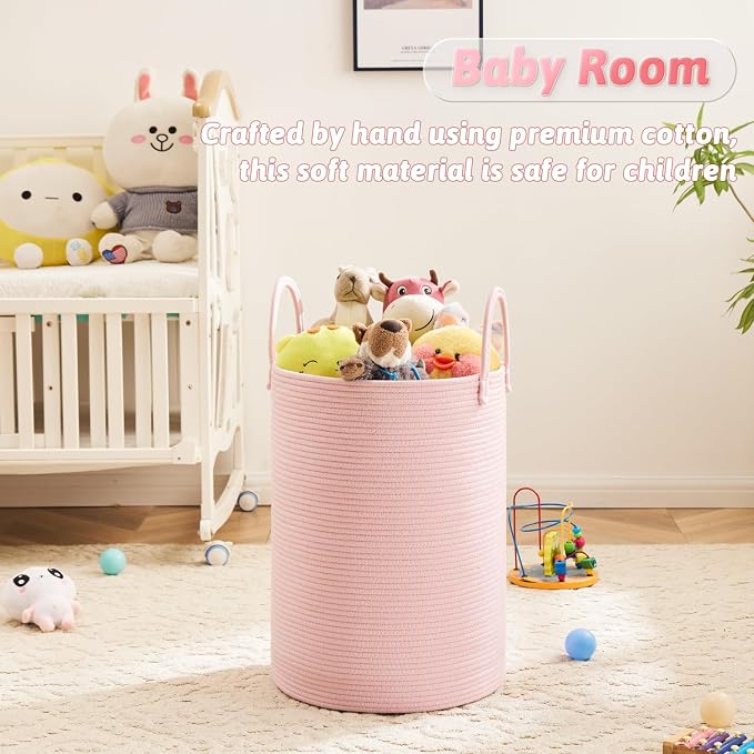 Artfeel Laundry Basket, Woven Cotton Rope Laundry Hamper, 40L - Image 4