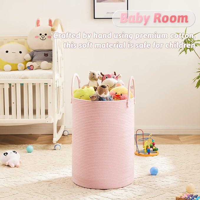 Artfeel Laundry Basket, Woven Cotton Rope Laundry Hamper, 60L - Image 4
