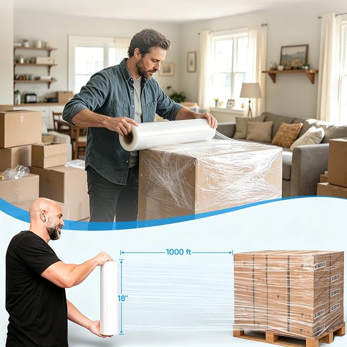 TICONN Stretch Wrap Roll, 18 in x 1000 ft Plastic Wrap - Image 4