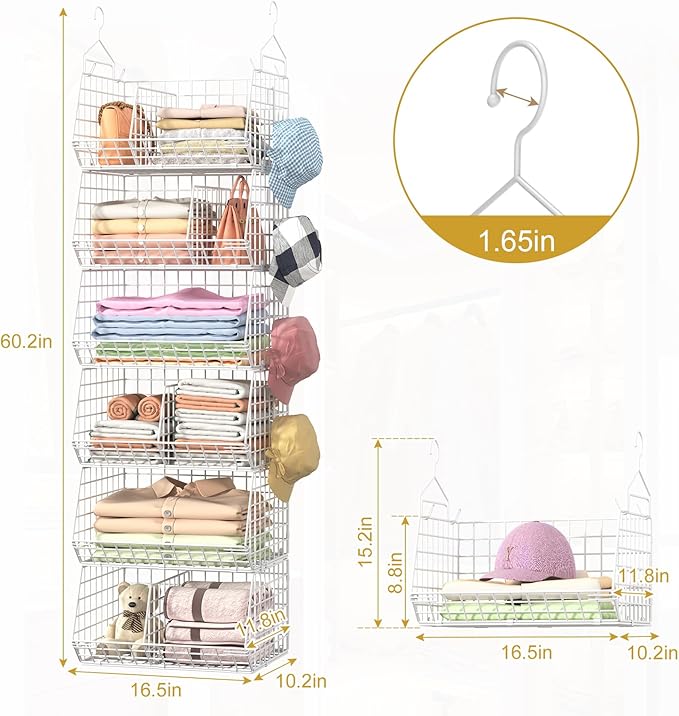 6 Tier Extra Large Hanging Closet Organizer, Closet Storage Hanging - Image 8