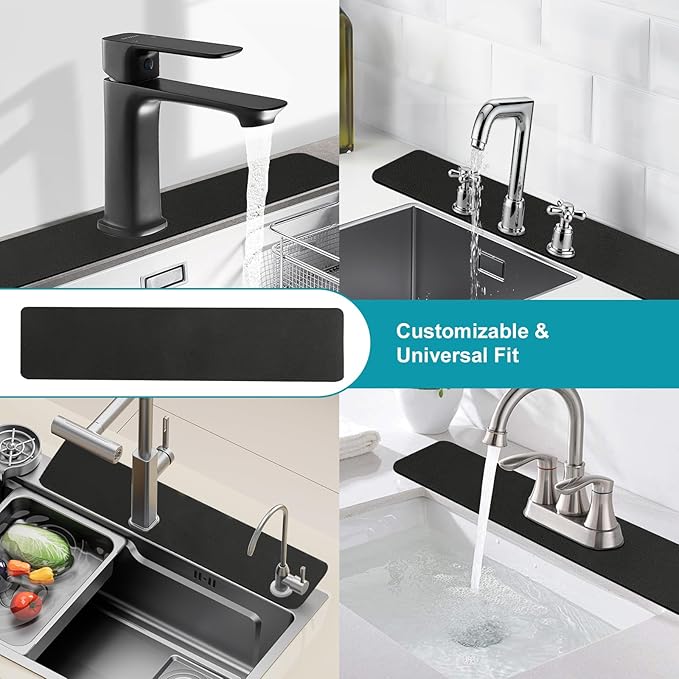 Customizable Kitchen Sink Faucet Mat: 30"Lx5.5"W Absorbent Splash Guard | - Image 3