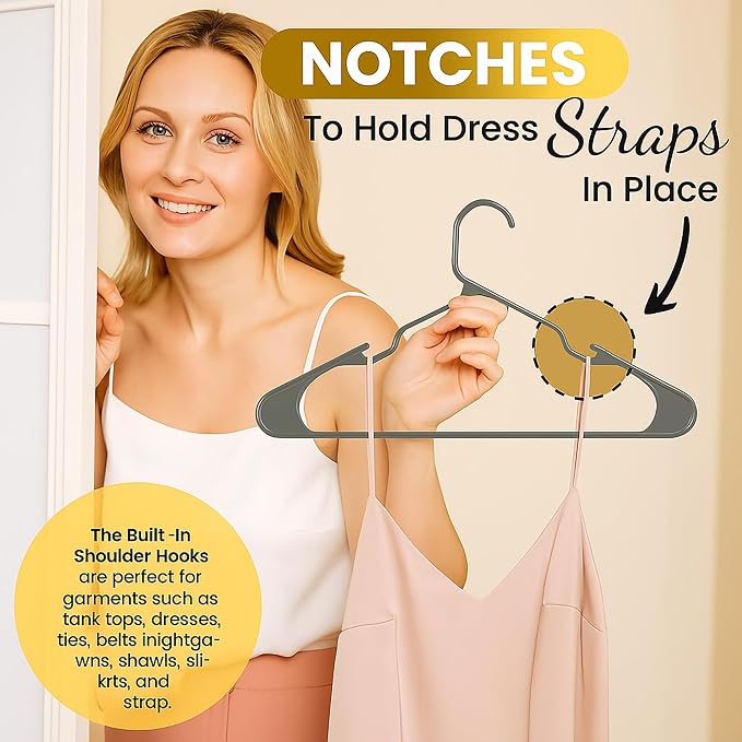 30 Pack Adult Plastic Hanger for Shirt Pants Coats Dresses Skirts Suits Jackets - Image 6