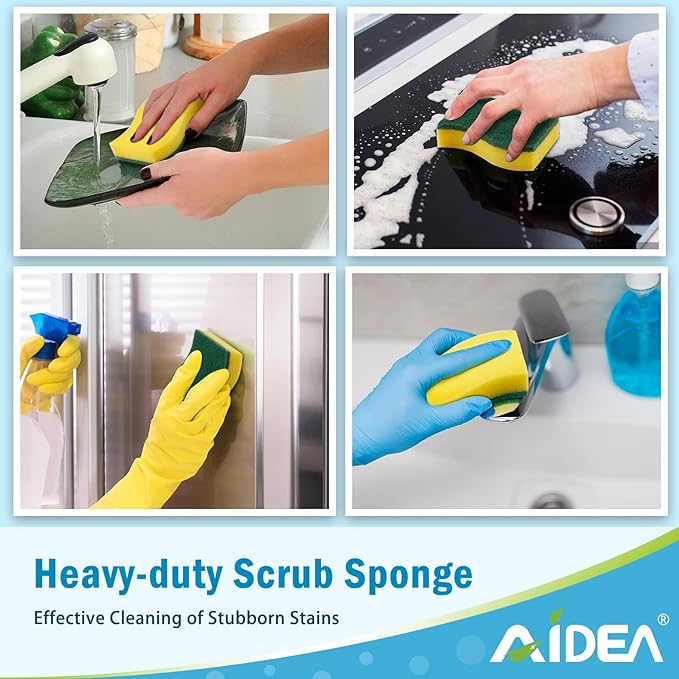 AIDEA Sponges Kitchen, 200-PK Heavy Duty Dish Sponge Kitchen, Scrub Sponges - Image 6