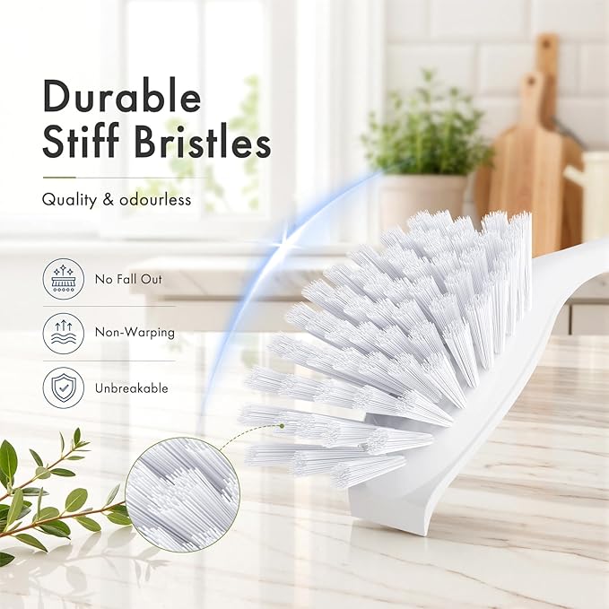 4 Pack Dish Brush with Handle, Kitchen Scrub Brushes - Image 3