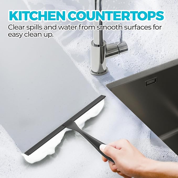 Shower Squeegee for Glass Doors, Tile Walls, Mirrors and Windshields | 9.5" - Image 5