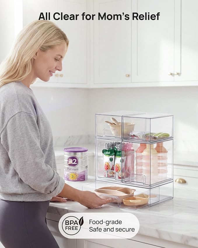 Vtopmart Clear Stackable Storage Drawers Set of 7, Plastic Organizer Bins | - Image 5