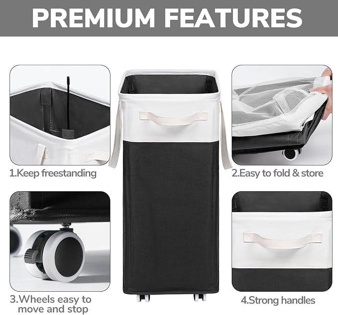 Goodpick 2-Pack Rolling Laundry Basket - Image 4