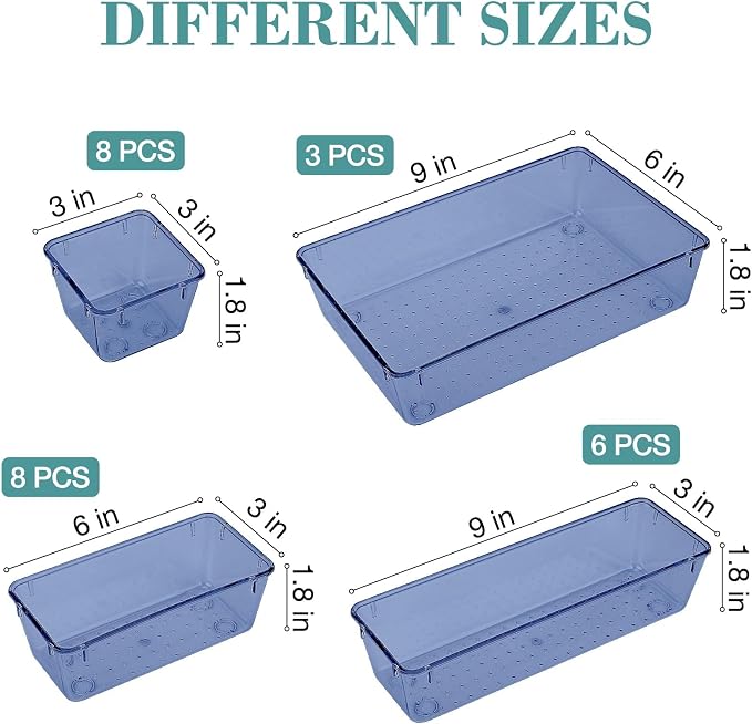 25 PCS Drawer Organizer Set, 5 Size Bathroom and kitchen organizer Trays | - Image 2