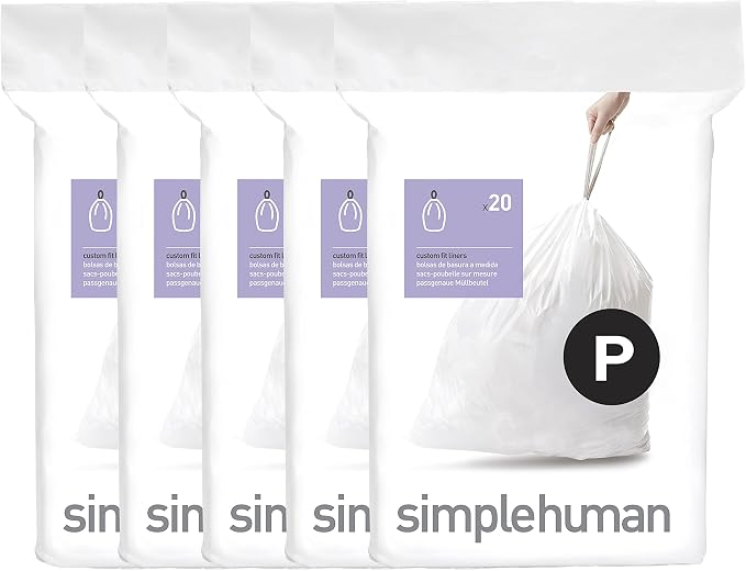 simplehuman Code P 100 Count Custom Fit Liners, Drawstring Kitchen Trash Bags by Unknown