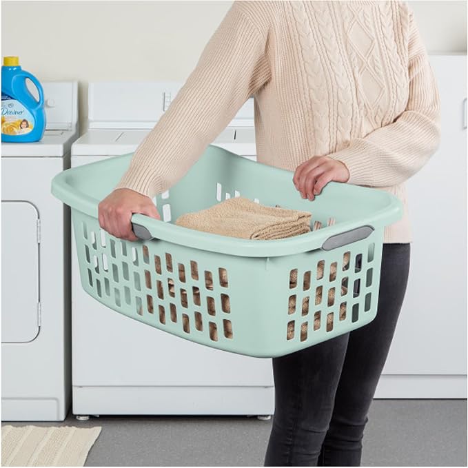 Sterilite 12 Pack HipHold Laundry Basket, Plastic Rectangle Clothes Hamper - Image 4