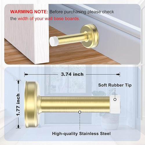 1 Pack Door Stops, Stainless Steel Door Stoppers, No Drilling Door Stops - Image 2