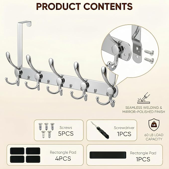 Over The Door Hooks, Heavy Duty Door Hanger - Image 4