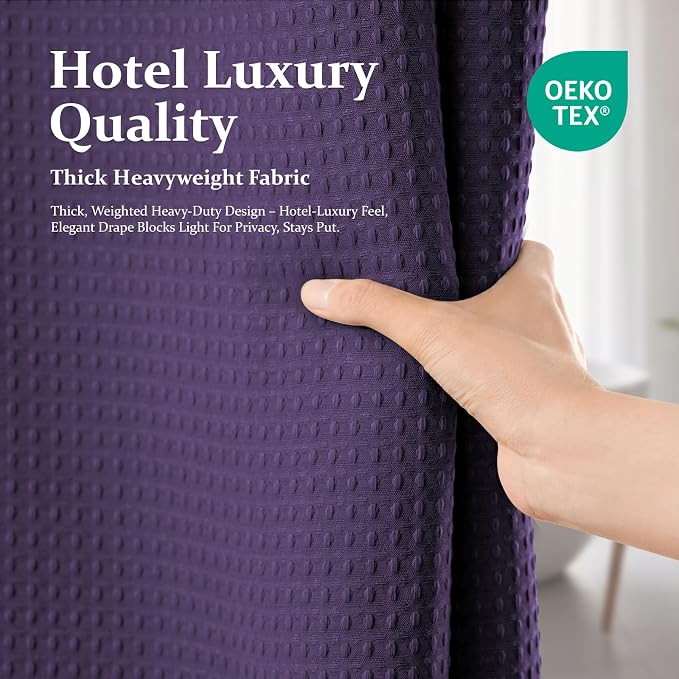 Dynamene Stall Waffle Shower Curtain 256 GSM Heavy Fabric 54x78 Purple - Image 6