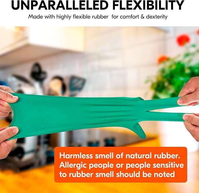 Vgo...Latex Reusable Household Gloves, Cleaning Gloves, Long Cuff | 10 pairs - Image 5