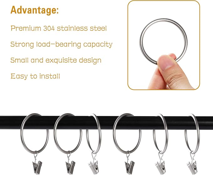 Lansian 44 Pack Curtain Rings - Image 4