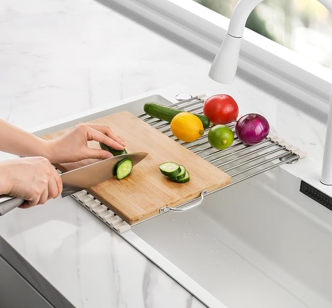 Tomorotec Roll Up Dish Drying Rack Over Sink, 304 Steel, Heat-Resistant Trivet - Image 7