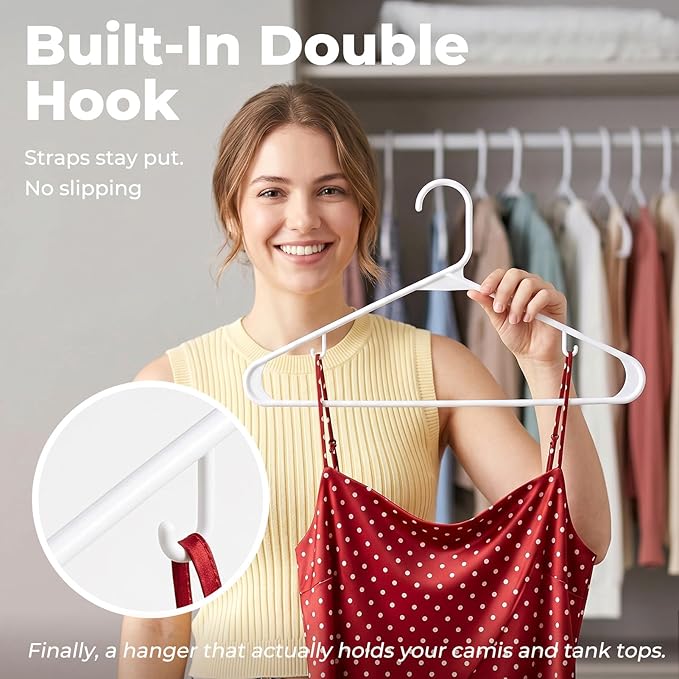 HOUSE DAY White Plastic Hangers 100 Pack, Slim Space-Saving Clothes Hangers | - Image 4