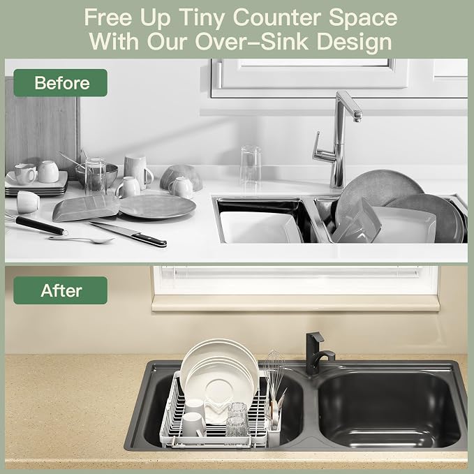 White Dish Drying Rack Over The Sink - Image 2