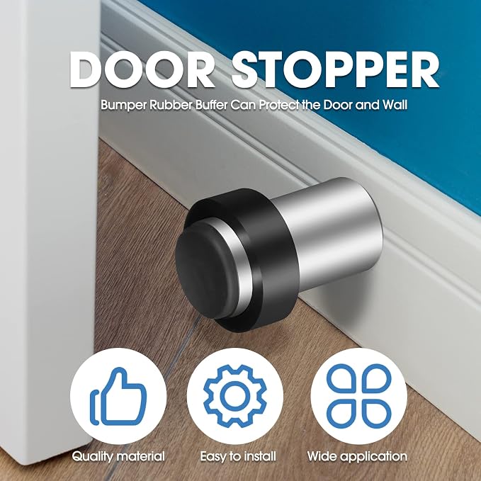 Chumia 10 Pcs Floor Mounted Door Stopper Stainless Steel, Wall Protector - Image 4