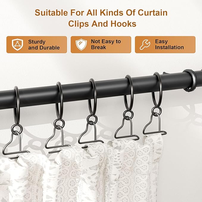 24 Packs Black Metal Curtain Rings - Image 6
