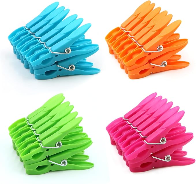 48Pack Colorful Plastic Clothespins Heavy Duty Laundry Clothes Pins Outdoor | by Peoin