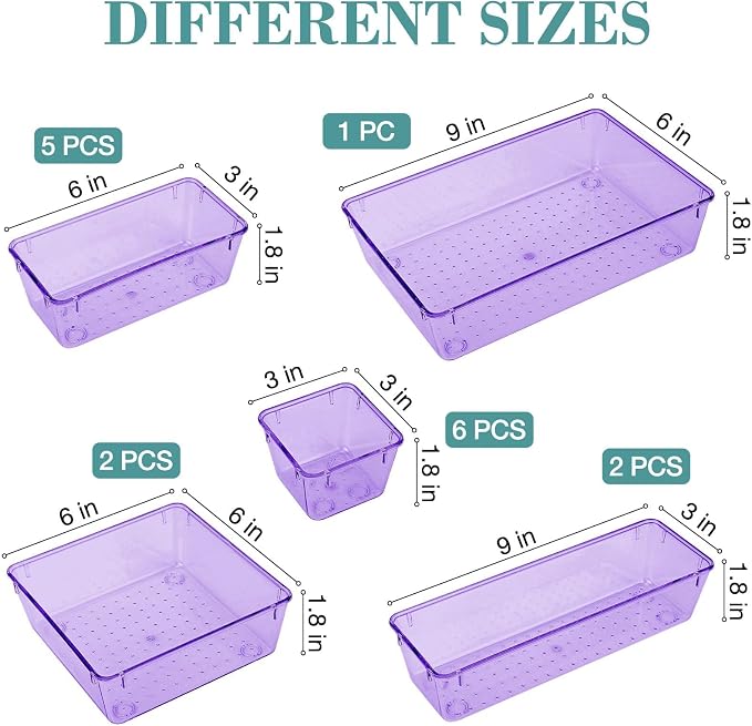 16 PCS Drawer Organizer Set, 5 Size Bathroom and kitchen organizer Trays | - Image 2