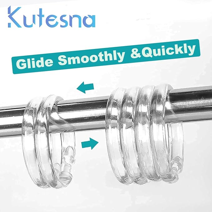Kutesna 12 PCS Plastic Shower Curtain Rings, Resin Materials, Rust-Proof - Image 4