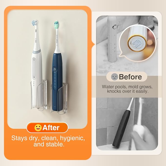 Electric Toothbrush Holder Wall Mount, Adhesive Toothbrush Caddy | Electric - Image 3