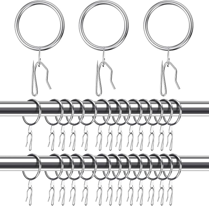 Hotop 60 Pcs 1.65 Inch Curtain Ring and 60 Pcs Pin Hook, 0.98/1.26/1.5/1.65 by HOTOP