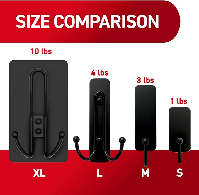 Command X-Large Black Triple Hooks, 2 Hooks, 6 Strips | Heavy Duty, Damage-Free - Image 7
