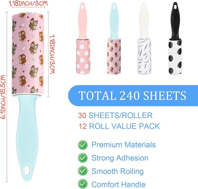 Hushee 12 Pcs Mini Lint Rollers - Image 2