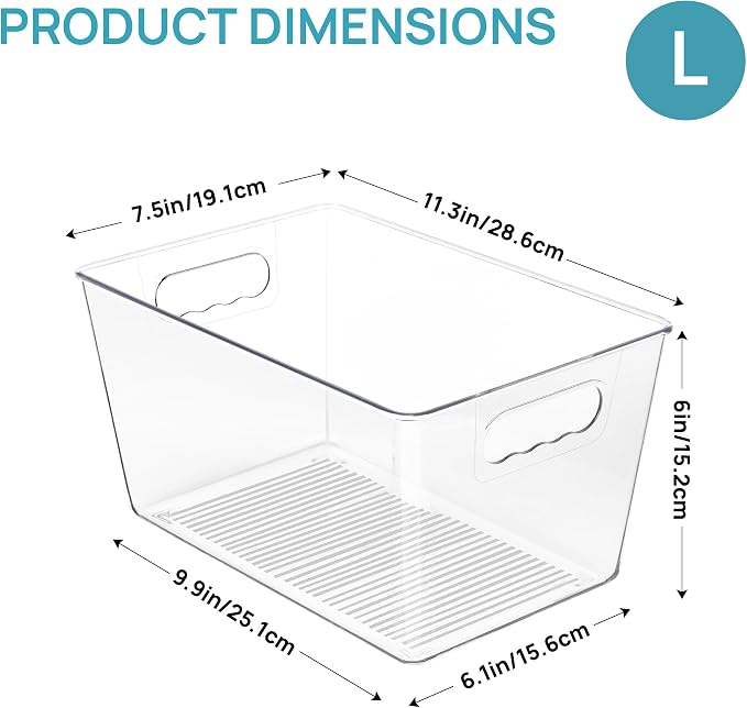 Vtopmart 6 Pack Clear Storage Bins, Pantry Storage Bins - Image 2