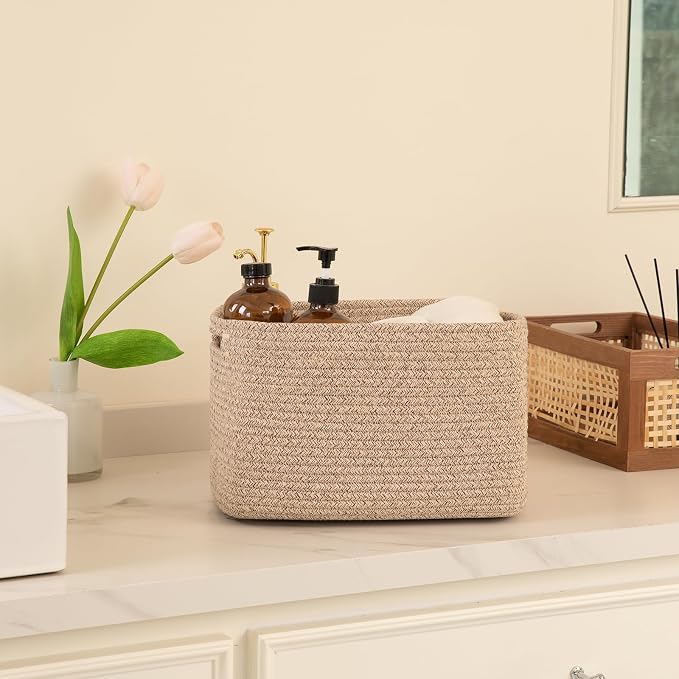 OIAHOMY 4 Pack Storage Baskets for Organizing 20L Cube Storage Bins Brown - Image 5