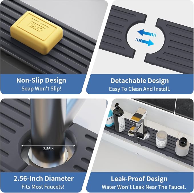 Fast Drying Kitchen Sink Splash Guard, Durable Stone Kitchen Faucet Mat - Image 8