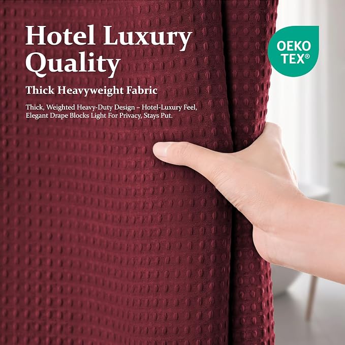 Dynamene Stall Waffle Shower Curtain 256 GSM Heavy Fabric 60x72 Burgundy - Image 6