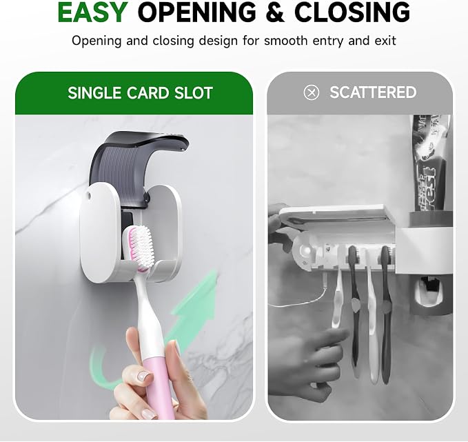 2 Pcs Toothbrush Holders Wall Mounted, Single Slot Design, Shower Self Adhesive - Image 4