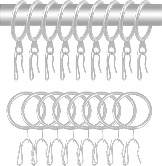 40 Pcs Metal Curtain Rings & Drapery Hooks, 30 mm Internal Diameter by WISION