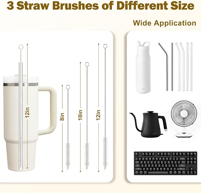 XYFuuee 5Pcs Water Bottle Cleaner Brush Set 5 in 1 Cup Straw Cleaning Brush | - Image 4