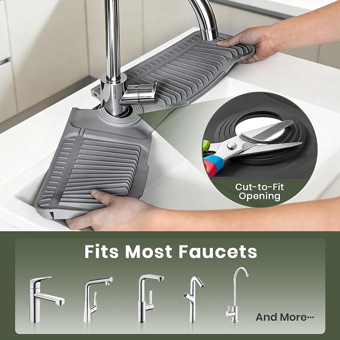 2PCS 24 Inch Faucet Mat for Kitchen Sink, Silicone Splash Guard for Kitchen - Image 6